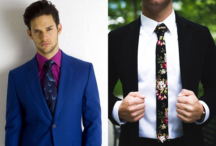 Цветочный принт галстука жениха - модно в 2018 году